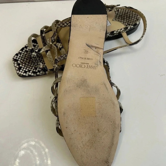 ! Jimmy Choo Arien Flat Snakeskin-Embossed Leather Sandals size 7 - Picture 7 of 9